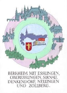 Im Zentrum befindet sich Berkheim, im äußeren Kreis finden sich die umliegenden Orte: Esslingen mit Stadtteilen Zollberg, Oberesslingen und Sirnau, Denkendorf, Nellingen - Berkheim als "Nabel der Welt"