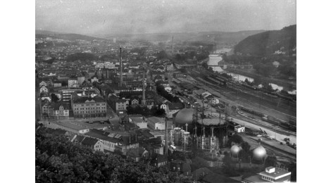 Weststadt von der Neckarhalde, um 1950