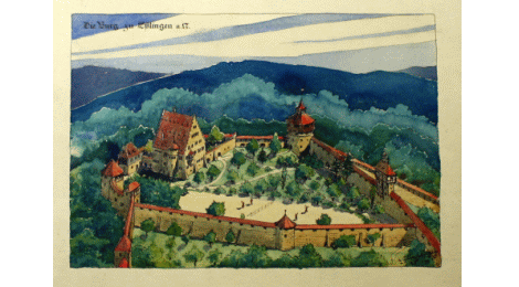 Planzeichnung von Albert Benz für die Neugestaltung der Burg