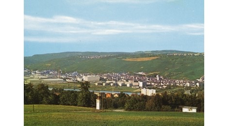 Blick von der Parksiedlung auf Mettingen, Weil, Brühl, um 1970