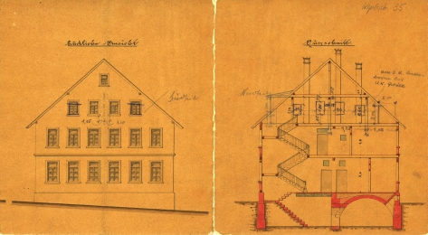 Bauzeichnung des Gebäudes Keplerstraße 35, 1889